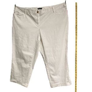 LANDS END White Mid Rise Straight Leg Chino Crop Pants Womens 22W